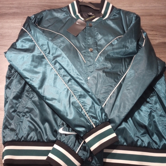Nike Blue Varsity Bomber Jacket with Ribbed Collar - Picture 1 of 5